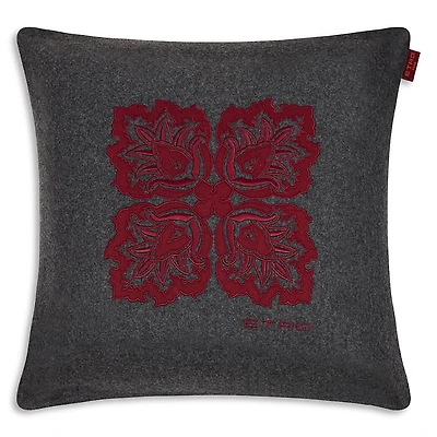 Etro Wool Loto Embroidered Decorative Pillow, 18 x 18