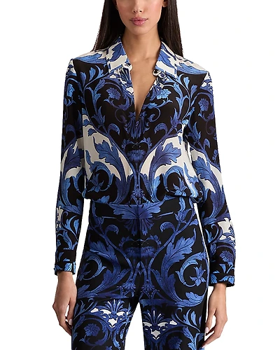 Alice and Olivia Willa Silk Printed Blouse