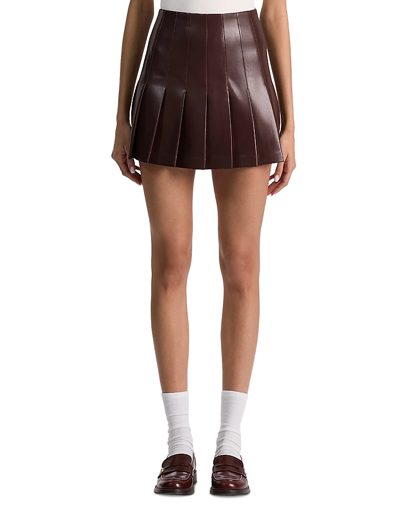 Alice and Olivia Carter Faux Leather Pleated Mini Skirt