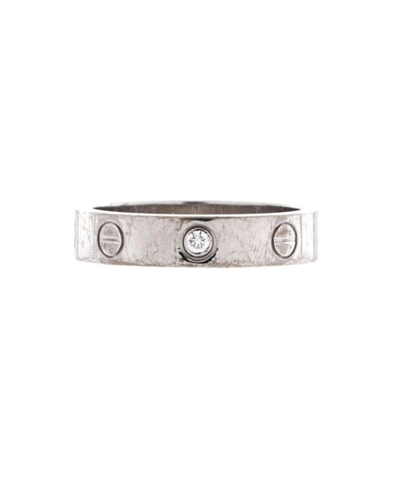 Love Wedding Band 1 Diamond Ring 18K White Gold with Diamond