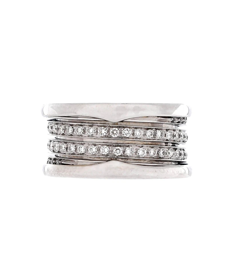Pre-Owned Bvlgari B. Zero1 Four Band Ring 18K White Gold and Pave Diamonds