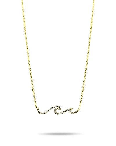 Meira T 14K Yellow Gold Diamond Wave Pendant Necklace, 16-18