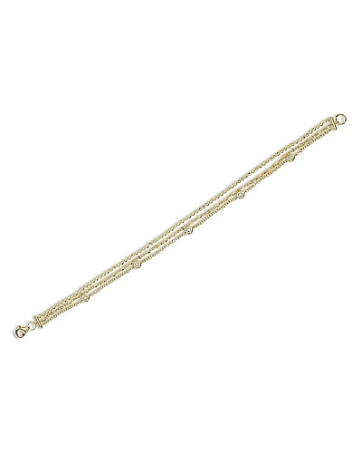 Moon & Meadow 14K Yellow Gold Diamonds by the Yarn Faceted Ball Chain Bracelet, 0.12 tcw