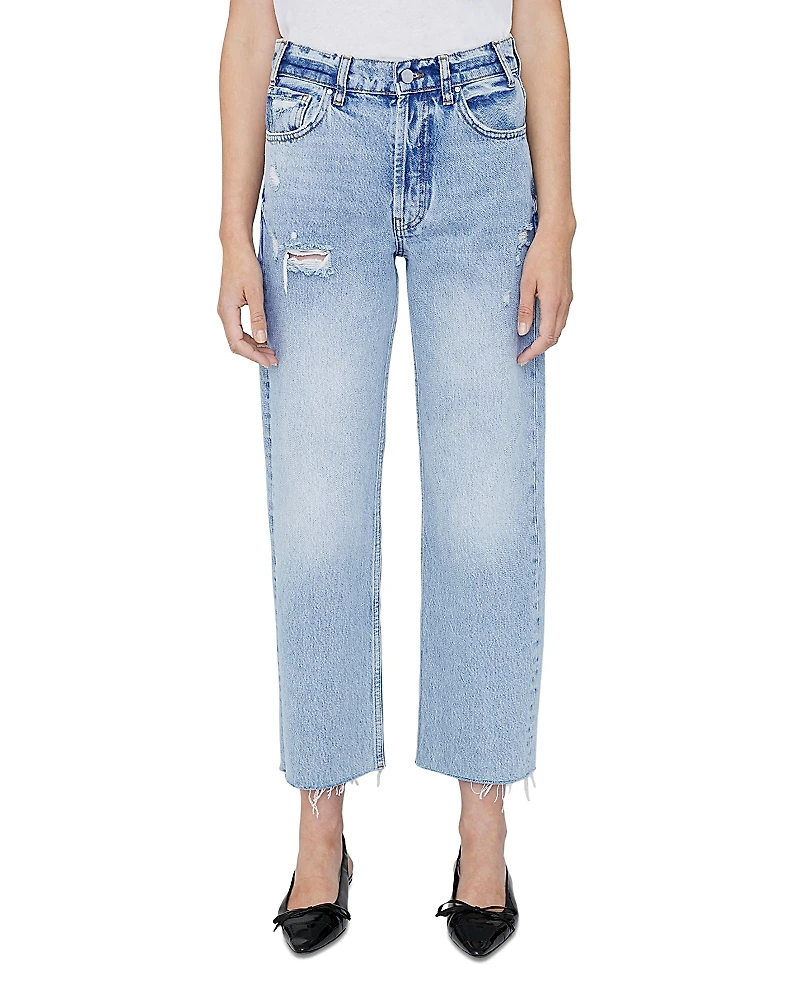 Anine Bing Gavin High Rise Distressed Straight Jeans
