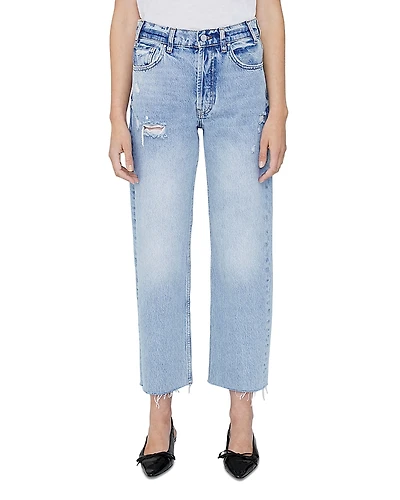 Anine Bing Gavin High Rise Distressed Straight Jeans
