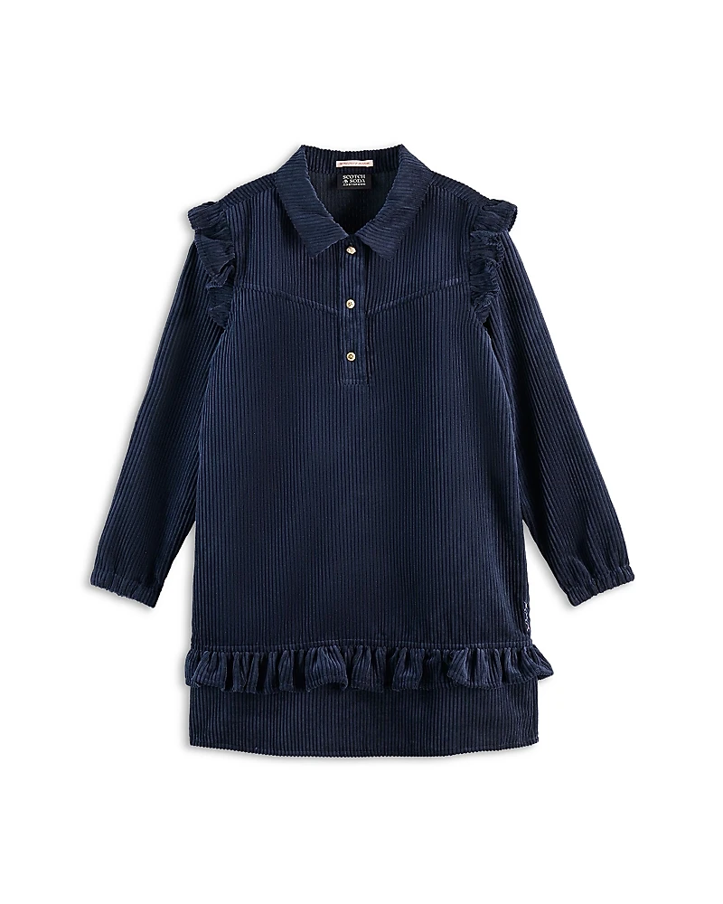 Scotch & Soda Girls' Ruffled Corduroy Dress - Little Kid, Big Kid
