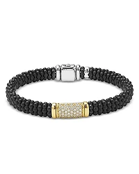 Lagos Two-Tone Matte Black Ceramic Diamond Bracelet, 9mm