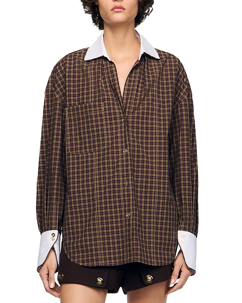 Sandro Valea Two Tone Check Shirt