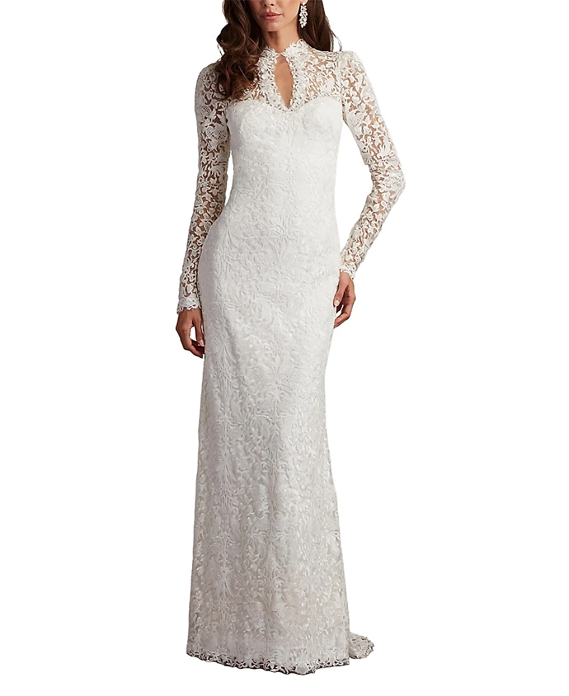 Tadashi Shoji Heiss Embroidered Illusion Gown