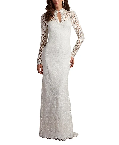 Tadashi Shoji Heiss Embroidered Illusion Gown