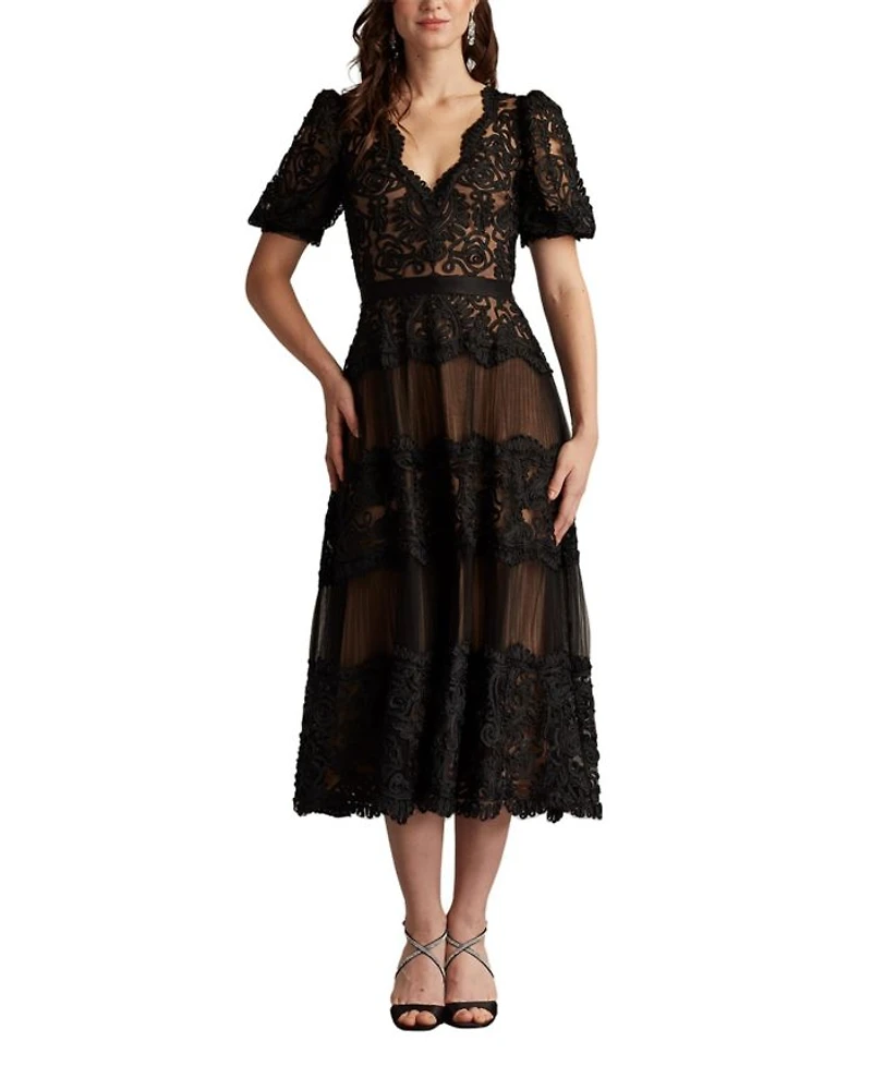 Belline Embroidered Chiffon Midi Dress