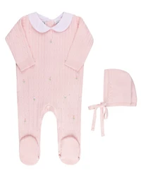 Feltman Brothers Girls' Peter Pan Cable Knit Romper with Hat - Baby