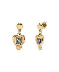 UNOde50 Heart & Crystal Drop Earrings