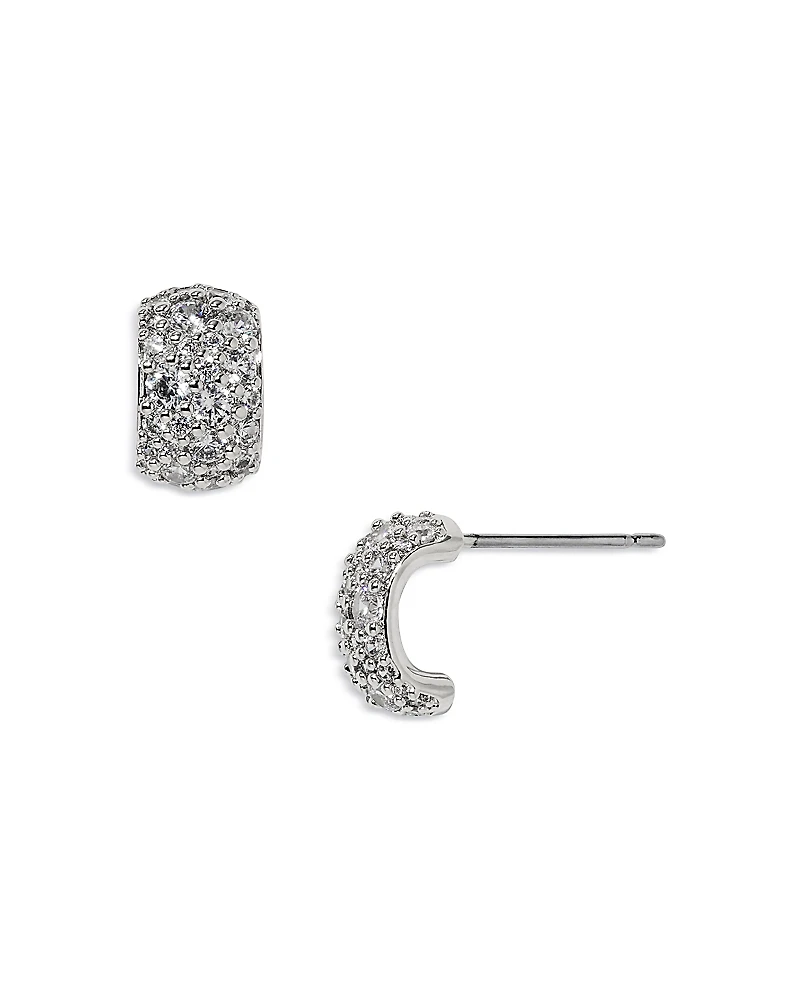 Nadri Crushed Pave Rhodium Plated Stud Earrings, 0.4L
