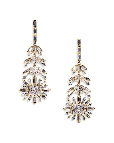 Nadri Stellar Feather Drop Earrings, 1.1L