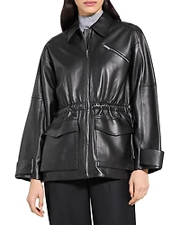 Theory Cinched Zip Up Leather Jacket