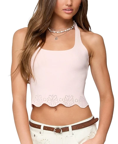 Edikted Jazmyn Scalloped Halter Top