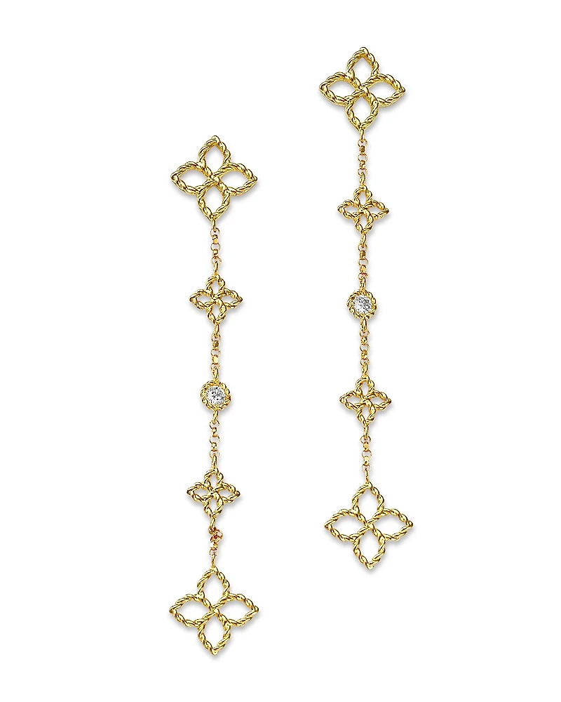 Roberto Coin 18K Yellow Gold Principessa Diamond Flower Drop Earrings