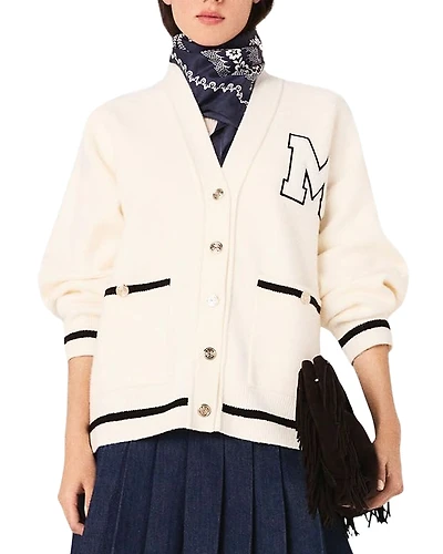 Maje Long Cardigan with Embroidery