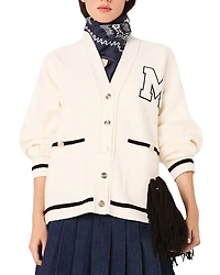 Maje Long Cardigan with Embroidery