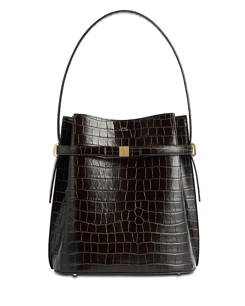 Toteme Belted Croc-Embossed Bucket Bag