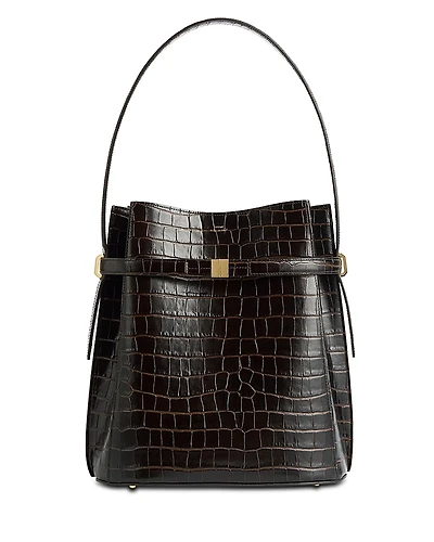 Toteme Belted Croc-Embossed Bucket Bag