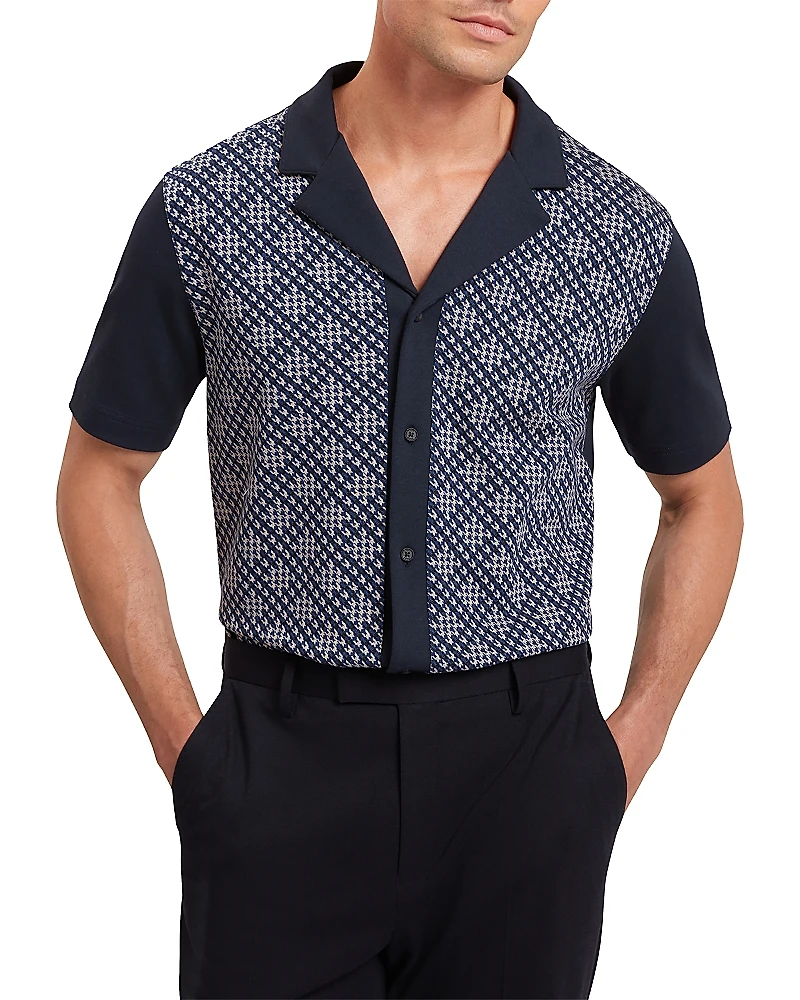 Ted Baker Danlibe Short Sleeve Argyle Button Through Jersey Shirt