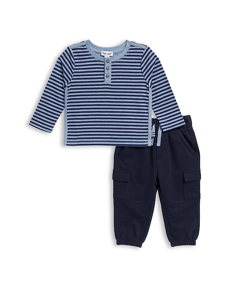 Splendid Boys' Curious Striped Henley Top & Jogger Pants Set - Baby