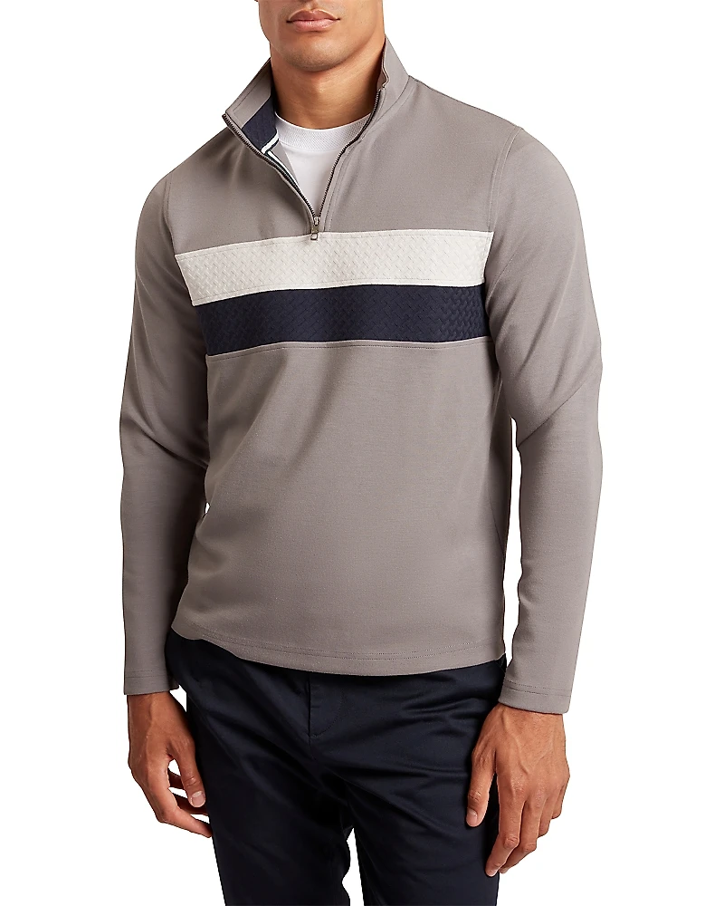 Ted Baker Viktoro T Stitch Contrast Panel Half Zip Top
