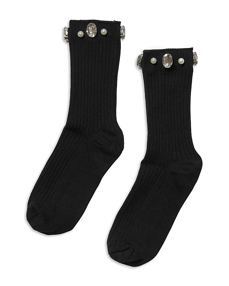 Stems Crystal Ribbed Crew Socks