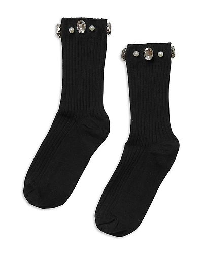 Stems Crystal Ribbed Crew Socks
