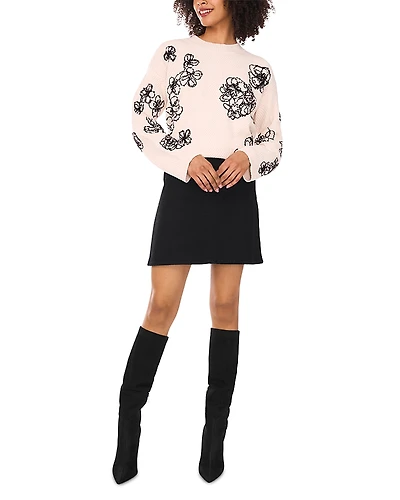Vince Camuto Embroidered Crewneck Sweater