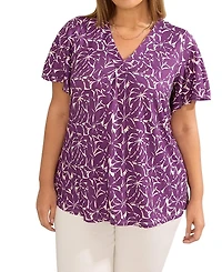 Live Unlimited Jersey Flutter Sleeve V-Neck T-Shirt