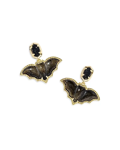Kendra Scott Drusy Stone & Obsidian Bat Drop Earrings