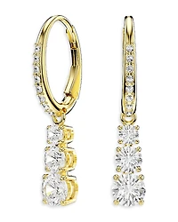 Swarovski Stilla Crystal Attract Three Stone Dangle Hoop Earrings