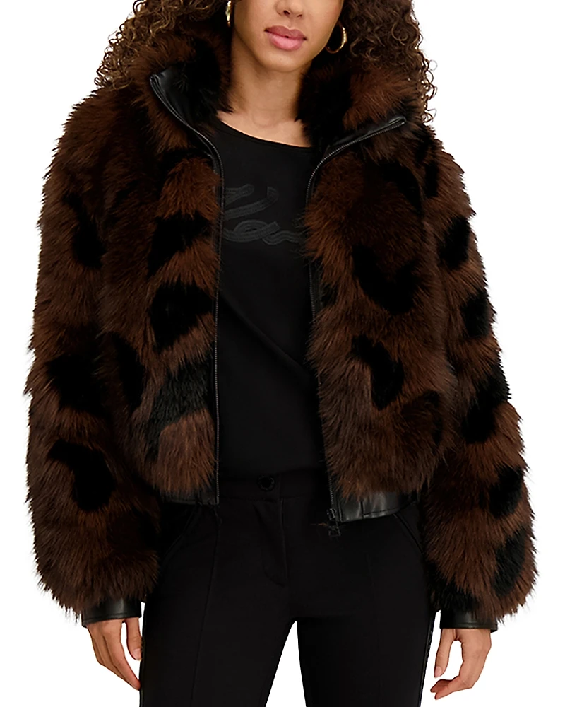 Karl Lagerfeld Paris Multicolor Faux Fur Coat