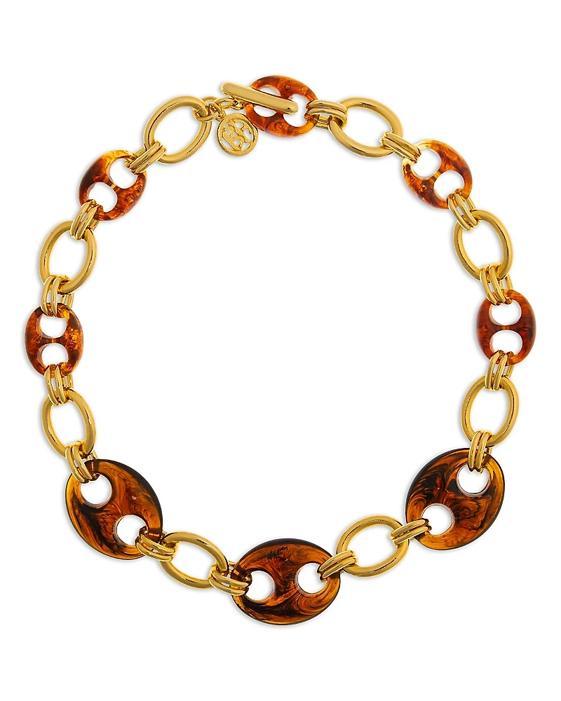 Ben Amun Tortoiseshell Look Mariner Link Collar Necklace, 17