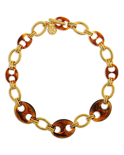 Ben Amun Tortoiseshell Look Mariner Link Collar Necklace, 17