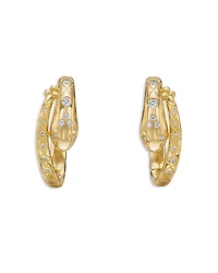 Temple. St. Clair 18K Yellow Gold Fj Diamond Delphi Serpent Small Hoop Earrings