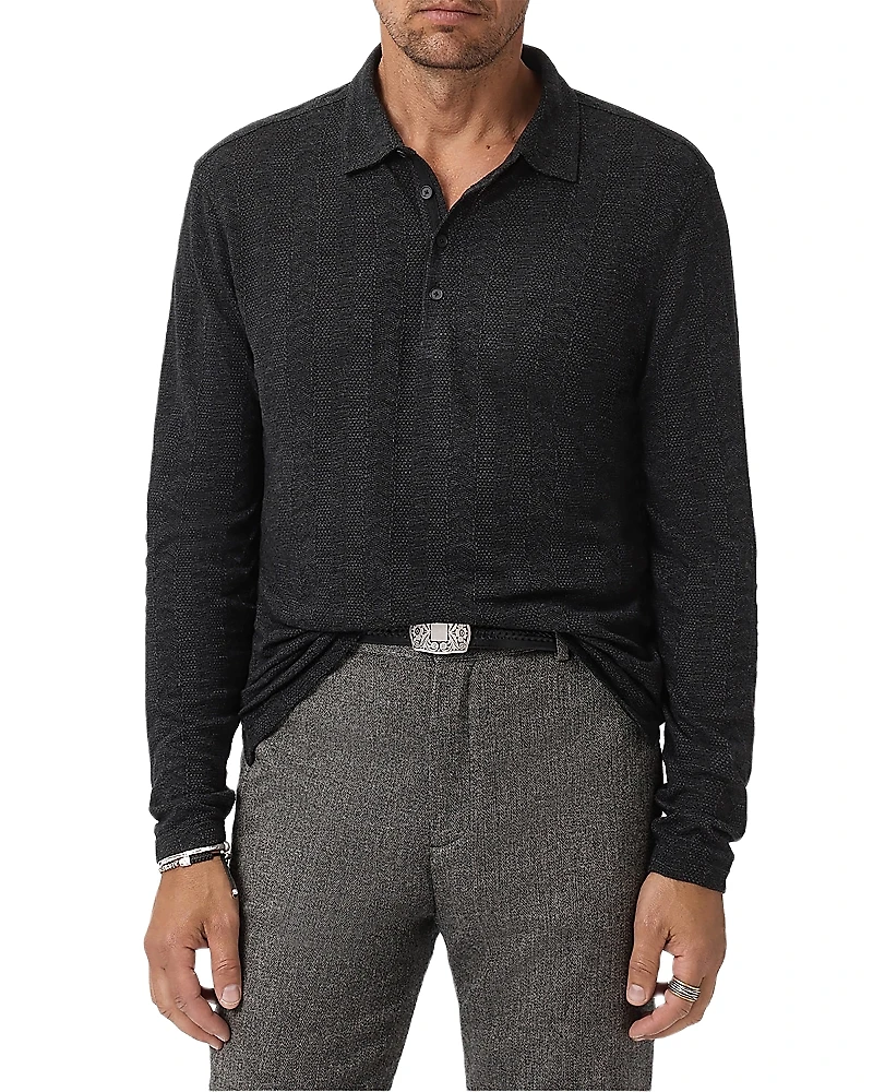 John Varvatos Jalen Jacquard Long Sleeve Polo Shirt