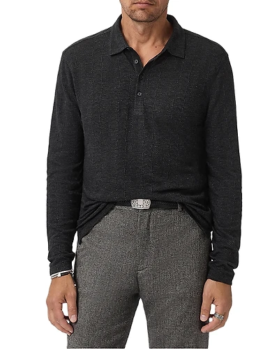 John Varvatos Jalen Jacquard Long Sleeve Polo Shirt