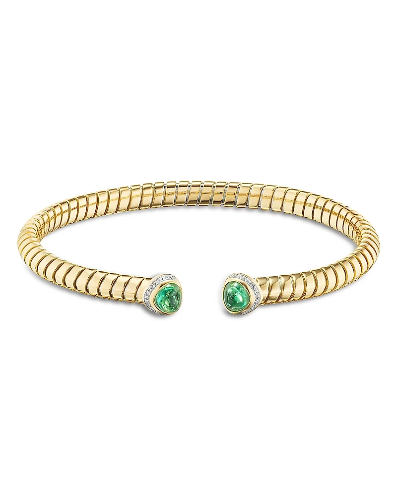 Marina B Emerald Cabochon & Diamond Pave Cuff Bracelet