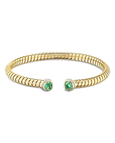 Marina B Emerald Cabochon & Diamond Pave Cuff Bracelet