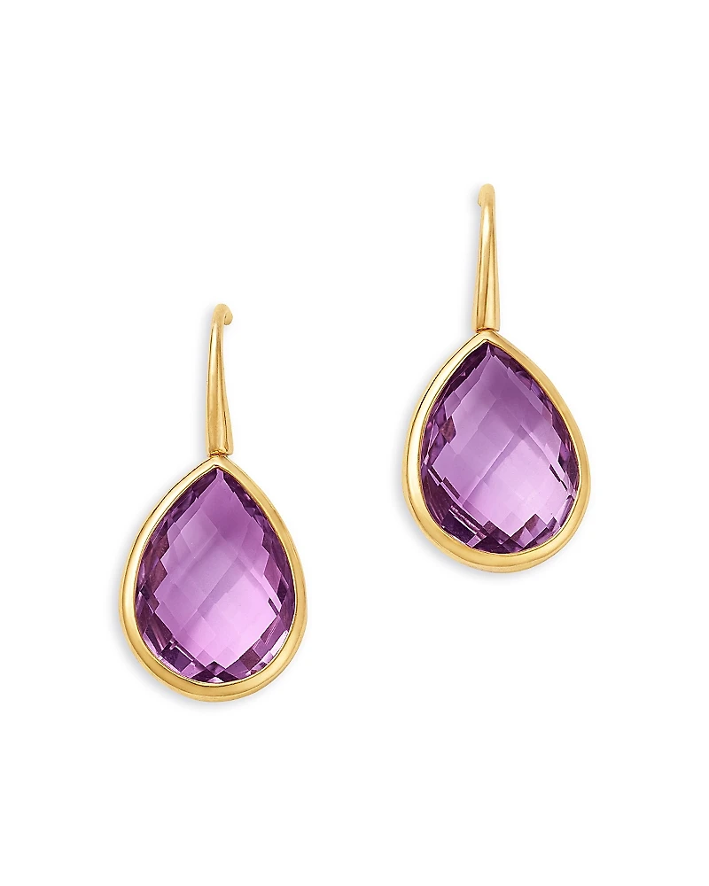 Bloomingdale's Fine Collection Rose Amethyst Pear Bezel Drop Earrings