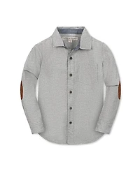 Hope & Henry Boys' Organic Long Sleeve Flannel Button Down Shirt with Elbow Patches - Little Kid, Big Kid