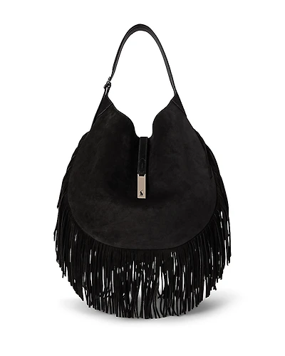 Polo Ralph Lauren Polo Id Large Fringe Suede Shoulder Bag