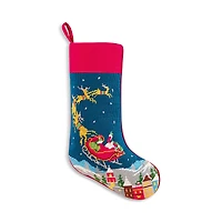 Peking Handicraft Santa and Reindeers Embroidered Stocking
