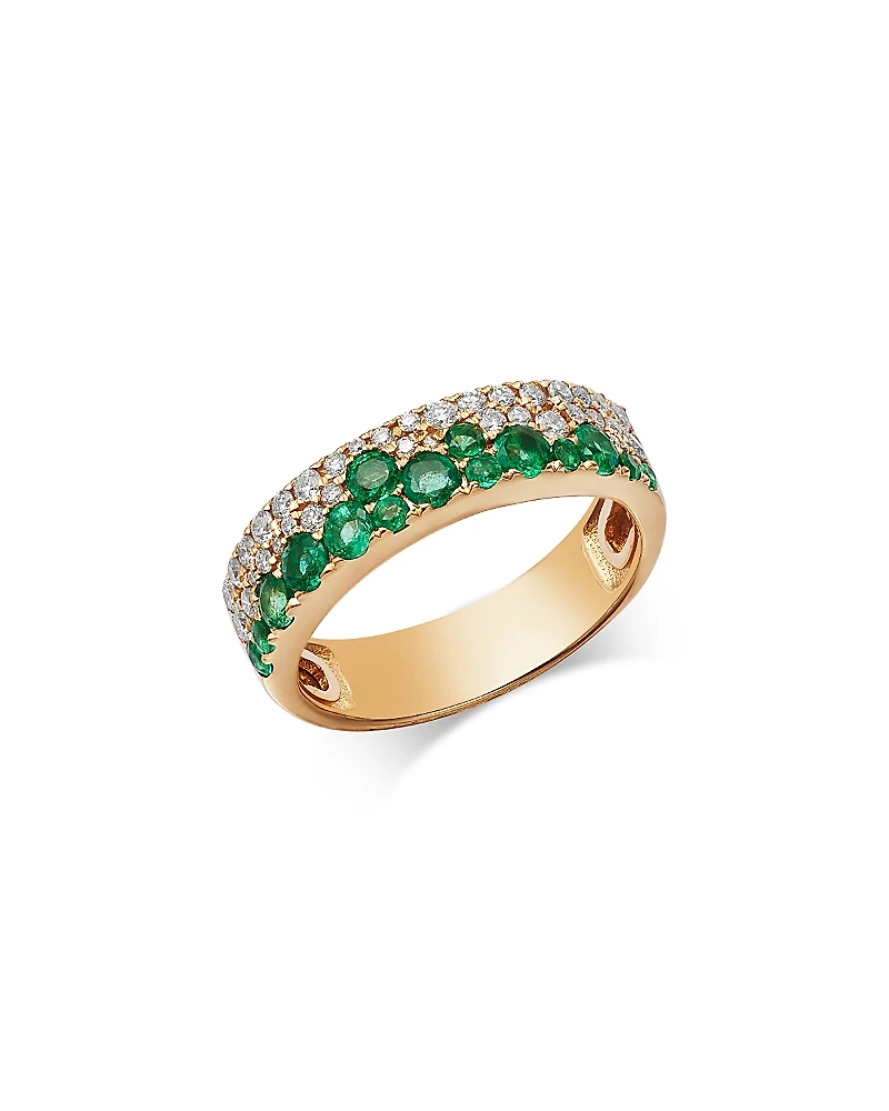 Bloomingdale's Fine Collection Emerald & Diamond Cluster Band