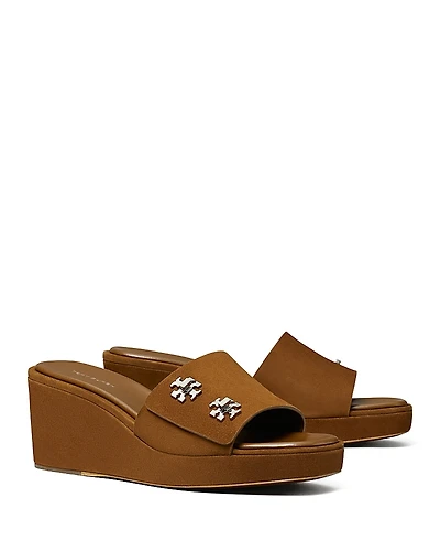 Tory Burch Women's T Lock Suede Wedge Sandals