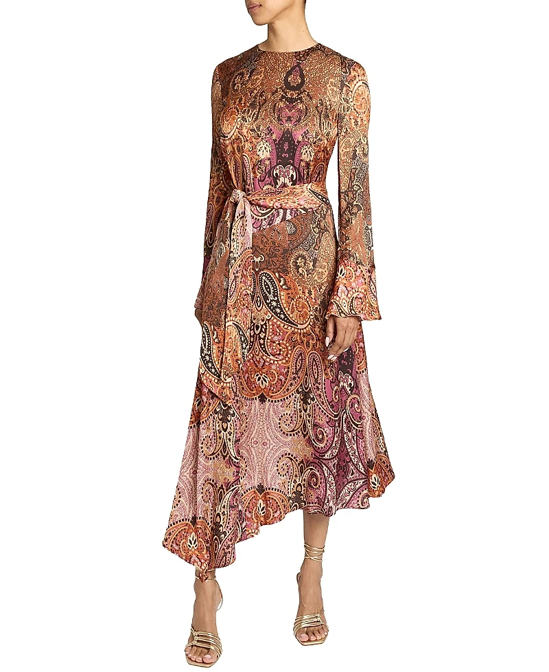 Santorelli Rachel Long Sleeve Asymmetric Midi Dress